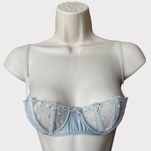 Gilly Hicks Lace Caged Bonded Cups Bra, Size 34A, Silver Grey